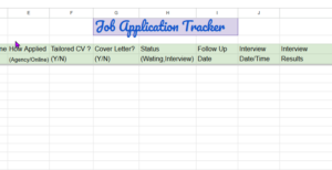 Thumbnail to click to download our Free Job Application Tracker