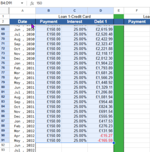 snippet showing loan 1 paid off